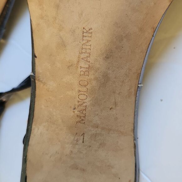 Manolo Blahnik Metallic Silver Strappy Heels - Picture 9 of 12